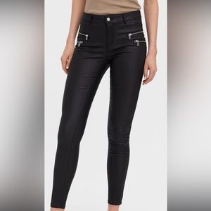J Crew Factory Skinny Black Coated
Denim Moto Jeans